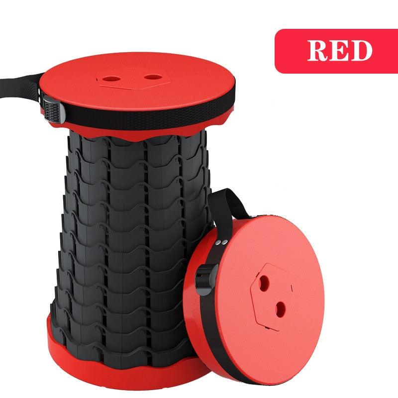 Portable Telescopic Folding Stool Outdoor Camping Retractable Stools for Travel Hiking Beach Chair Foldable Fishing Stool Chairs Folding Chairs & Stools DailyAlertDeals China Red