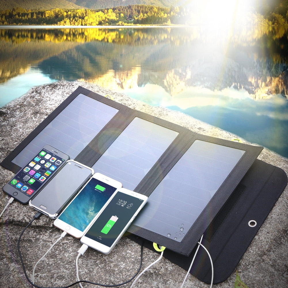 Portable Solar Charger Waterproof Solar Battery for Mobile Phone Outdoor Solar Panel 5V 21W Built-in 10000mAh Battery solar panel charger for phone DailyAlertDeals