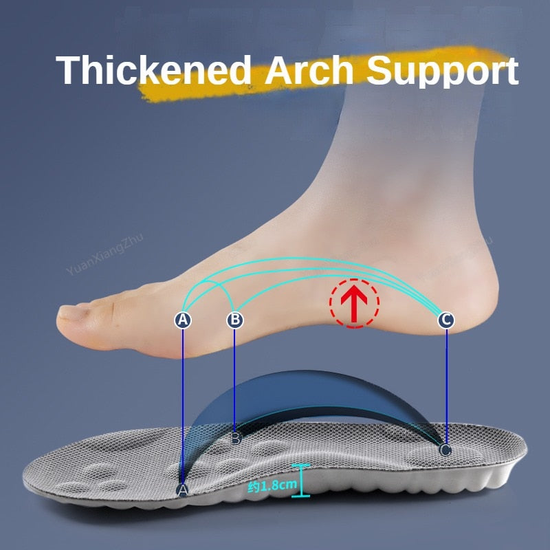 4D Sports Shoes Insoles Super Soft Running Insole for Feet Shock Absorption Baskets Shoe Sole Arch Support Orthopedic Inserts DailyAlertDeals