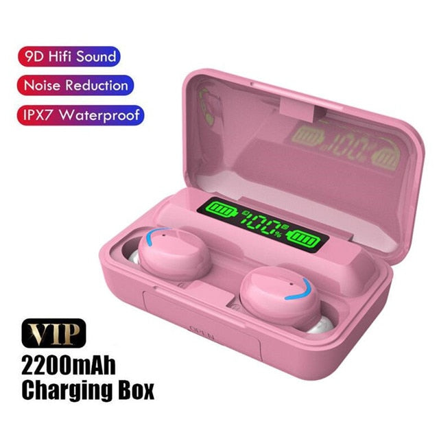 TWS Bluetooth Earphones 2200mAh Charging Box Wireless Headphone Fone Stereo Wireless Headset with Mic Sports Waterproof Earbuds headphones DailyAlertDeals H