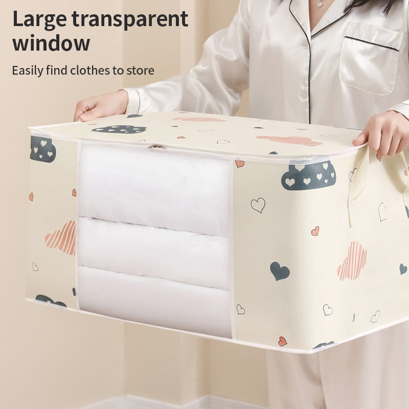 Storage Bag Clothes Blanket Quilt Closet Sweater Foldable Organizer Box Durable Cartoon Print Winter Clothes Cabinet Organizer 0 DailyAlertDeals