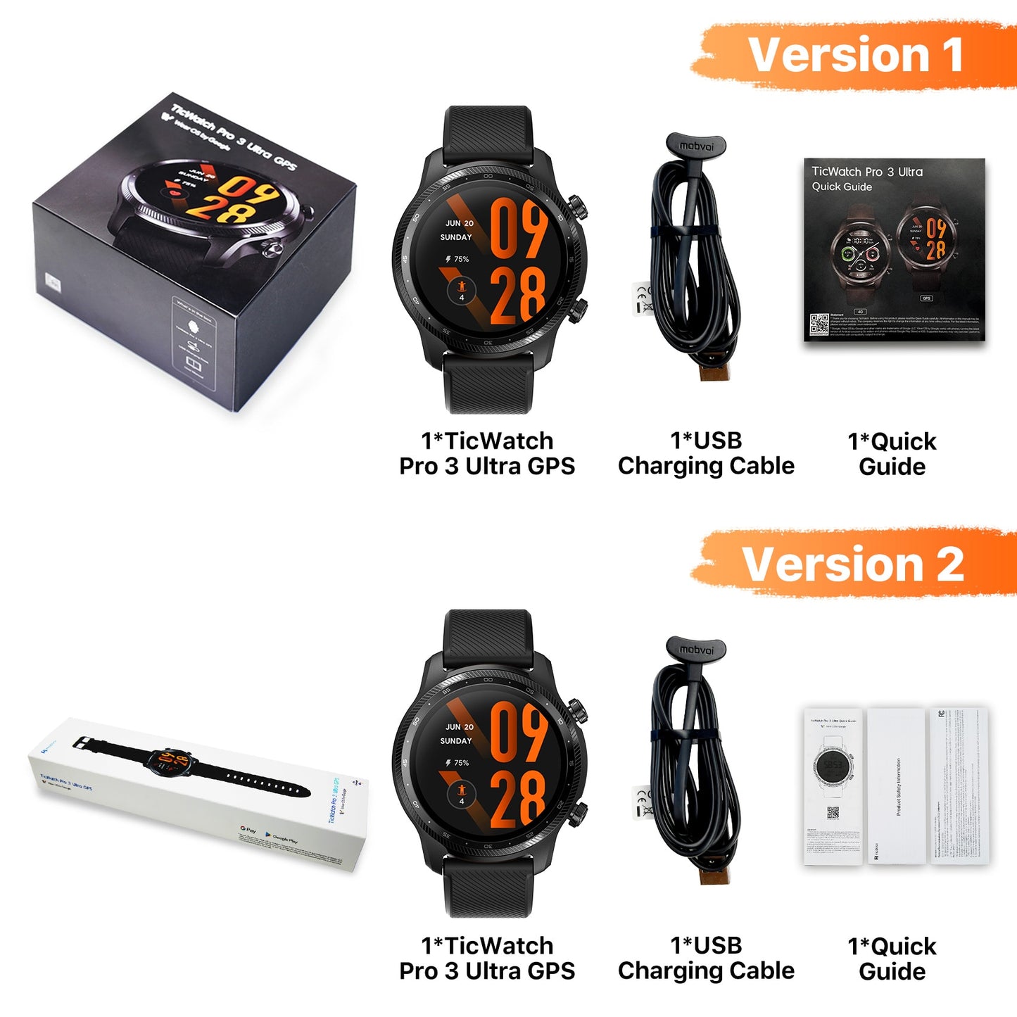 TicWatch Pro 3 Ultra GPS Wear OS Smartwatch Men Qualcomm 4100 Mobvoi Dual Processor System Watch Blood Oxygen Monitoring smart watch DailyAlertDeals