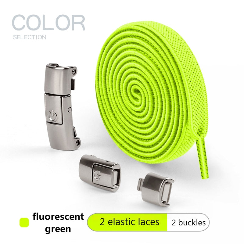 2022 No Tie Shoe laces Press Lock Shoelaces without ties Elastic Laces Sneaker Kids Adult 8MM Widened Flat Shoelace for Shoes 0 DailyAlertDeals Fluorescent green China