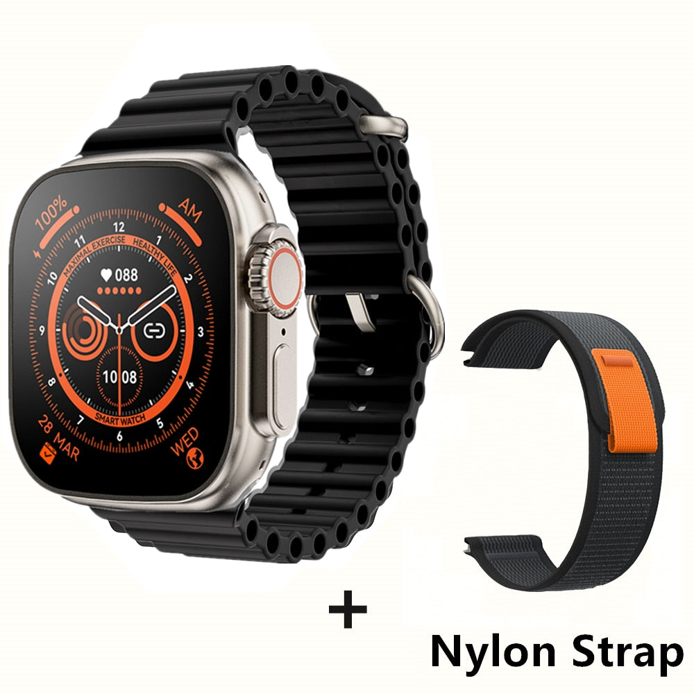 NEW Smart Watch Ultra Series 8 NFC 49MM Smartwatch Men Women Bluetooth Call Waterproof Wireless Charging HD Screen for Apple smart watch DailyAlertDeals BlackHY-BlackYJ