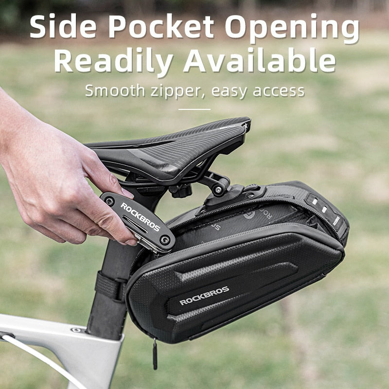ROCKBROS1.7L Bicycle Bag Waterproof Rear Large Capatity Quick Release Seatpost Shockproof Double Zipper Rear Bag Accessories 0 DailyAlertDeals