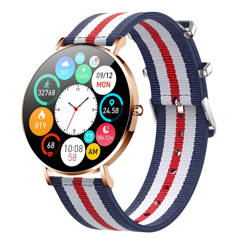 Ultra Thin Smart Watch Women 1.36 AMOLED 360*360 HD Pixel Display Always Show Time Call Reminder Smartwatch Ladies+Box ultra thin smart watch DailyAlertDeals gold