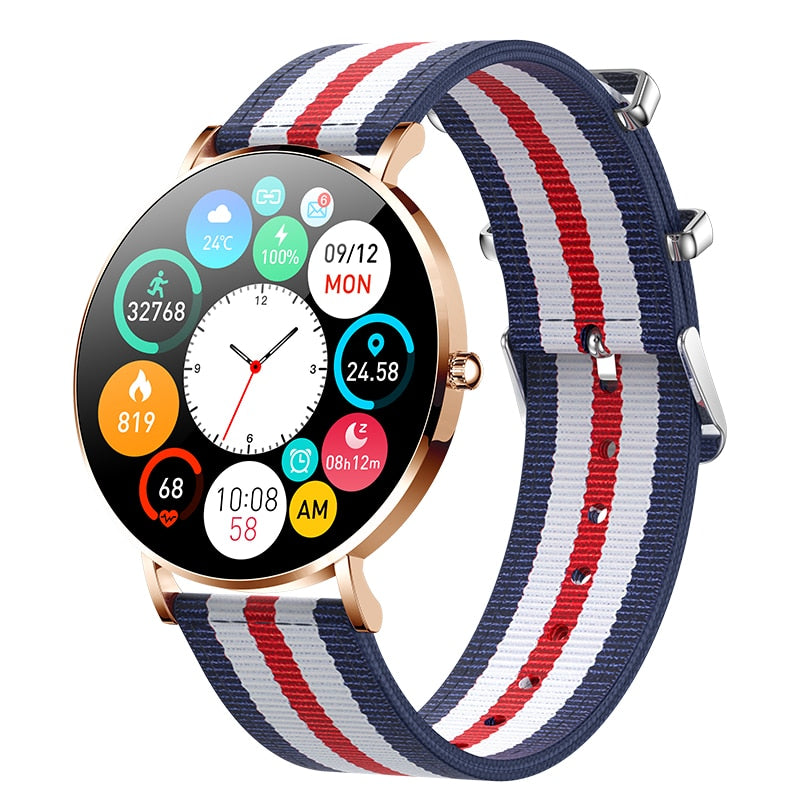 Ultra Thin Smart Watch Women 1.36 AMOLED 360*360 HD Pixel Display Always Show Time Call Reminder Smartwatch Ladies+Box ultra thin smart watch DailyAlertDeals gold  