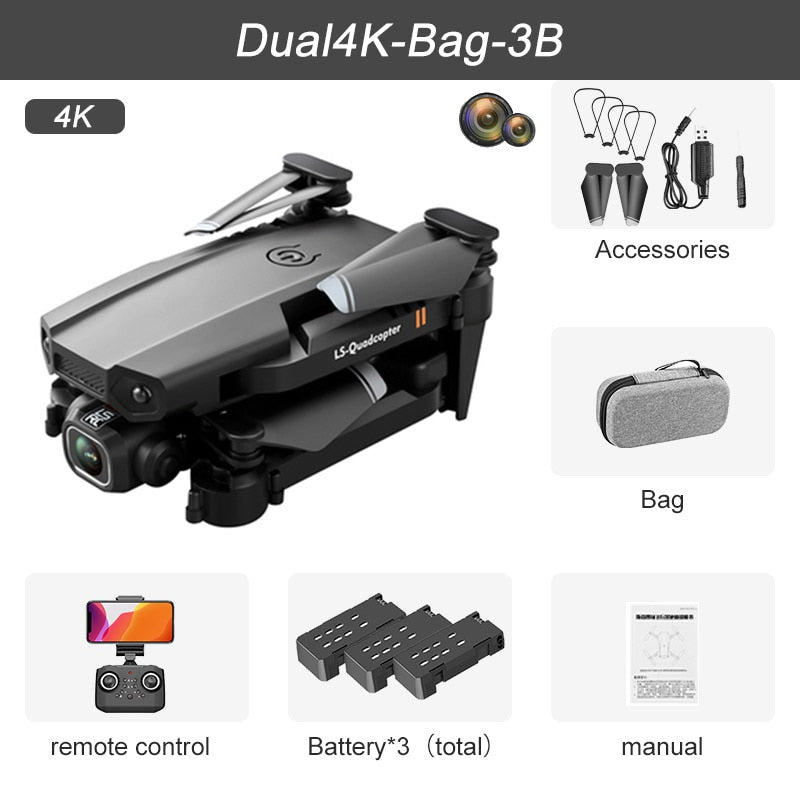 XT6 Mini Drone 4K 1080P HD Camera WiFi Fpv Air Pressure Altitude Hold Foldable Quadcopter RC Dron Kid Toy Boys GIfts Mini Drone 4K 1080P HD Camera DailyAlertDeals Dual4K Bag 3B USA