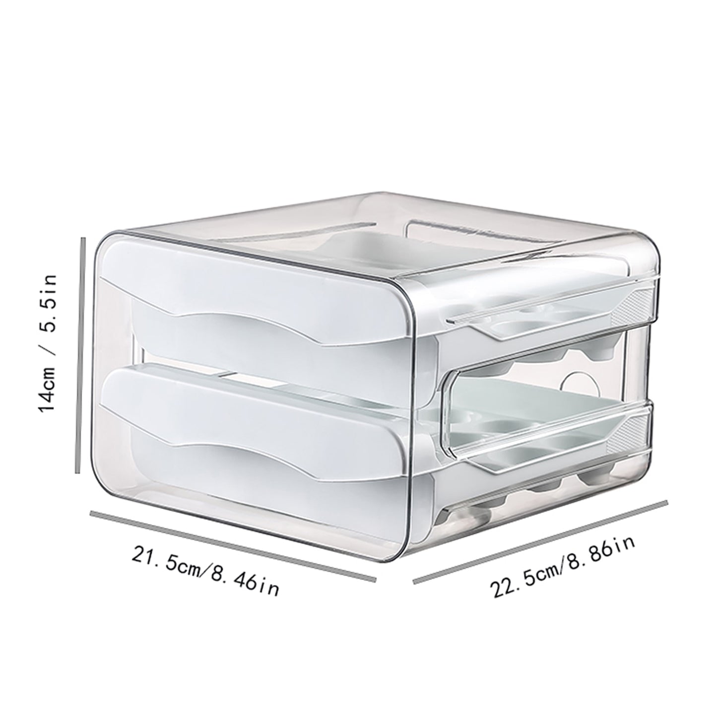 Refrigerator Egg Storage Organizer Egg Holder for Fridger 2-Layer Drawer Type Stackable Storage Bins Clear Plastic Egg Holder Egg Holder for Fridge DailyAlertDeals