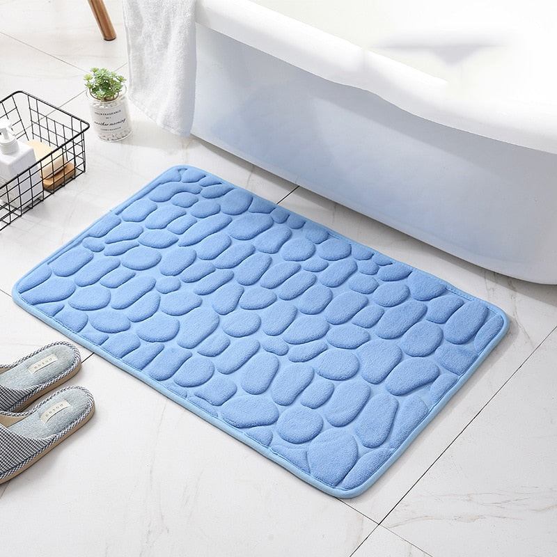 Cobblestone Embossed Bathroom Bath Mat Non-slip Carpets In Wash Basin Bathtub Side Floor Rug Shower Room Doormat Memory Foam Pad 0 DailyAlertDeals