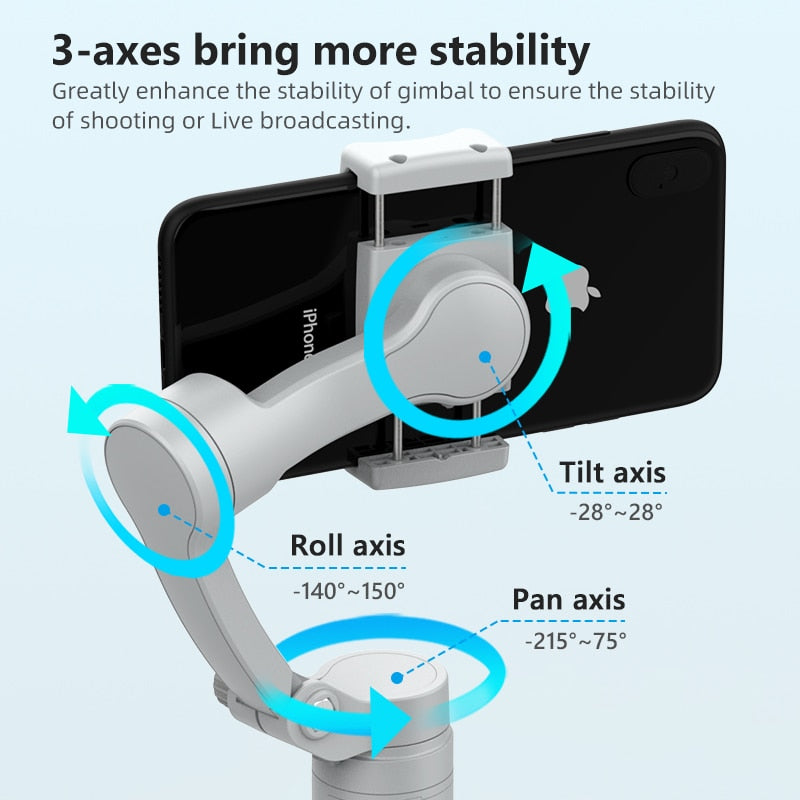 3-Axis Foldable Smartphone Handheld Gimbal Cellphone Video Record Vlog Stabilizer for iPhone 13 Xiaomi Huawei Samsung camera stabilizers DailyAlertDeals