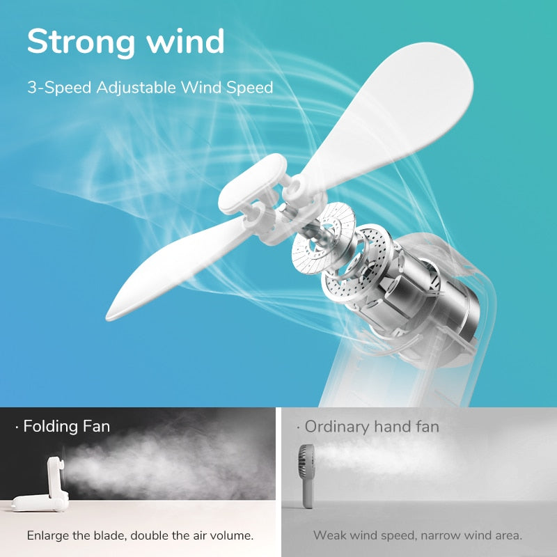 Portable Fan 3 IN 1 Mini Hand held Cooling Fan USB 4800mAh Recharge Small Pocket Fan with Power Bank Flashlight Feature fan portable Wireless Electric fan DailyAlertDeals