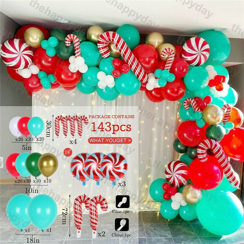 Christmas Balloon Arch Green Gold Red Box Candy Balloons Garland Cone Explosion Star Foil Balloons Christmas Decoration Party Christmas Balloons DailyAlertDeals L 143pcs christmas Other