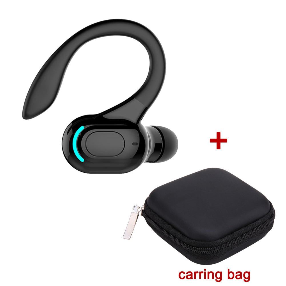 Noise Cancelling Sports Wireless Business Headphones Headset Waterproof Hanging Single Ear Earbuds Bluetooth 5.2 Earphone 0 DailyAlertDeals Black with bag China