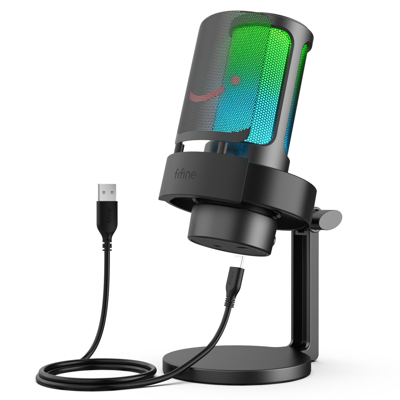 USB Microphone for Recording and Streaming on PC and Mac, Headphone Mic with 3 RGB Modes -A8 microphone for recording DailyAlertDeals USA Black