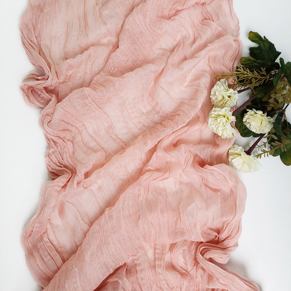 Wedding Gauze Table Runner Semi-Sheer Vintage Cheesecloth Table Setting Dining Party Christmas Banquets Arches Cake Decor Table Runners DailyAlertDeals 90X180cm Orange pink