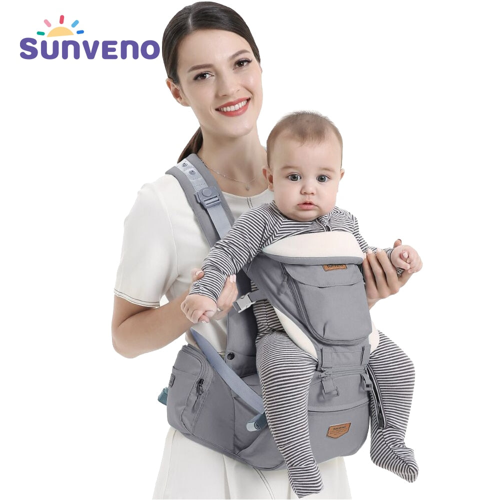 Sunveno Ergonomic Baby Carrier Baby Kangaroo Child Hip Seat Tool Baby Holder Sling Wrap Backpacks Baby Travel Activity Gear Baby Carrier DailyAlertDeals