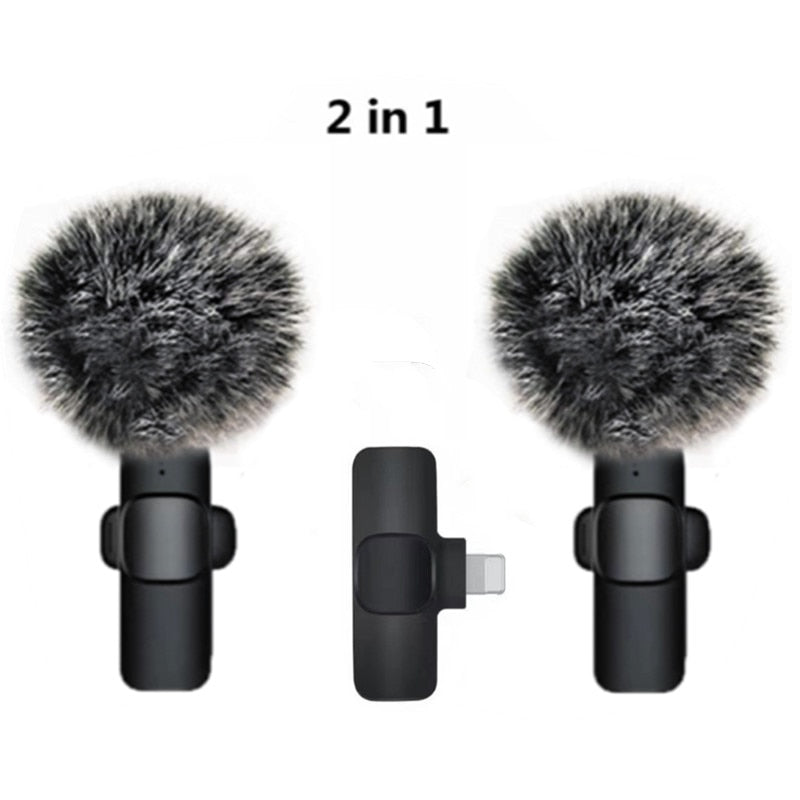 Wireless Lavalier Microphones & Systems Portable Audio Video Recording Mini Mic For iPhone Android Facebook Youtube Live Broadcast Gaming wiresless mircophone DailyAlertDeals 2in1 hairball 1