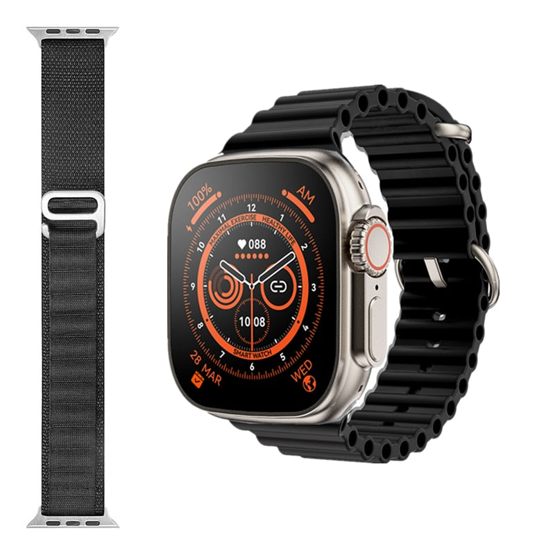 NEW Smart Watch Ultra Series 8 NFC 49MM Smartwatch Men Women Bluetooth Call Waterproof Wireless Charging HD Screen for Apple smart watch DailyAlertDeals BlackHY-BlackGS