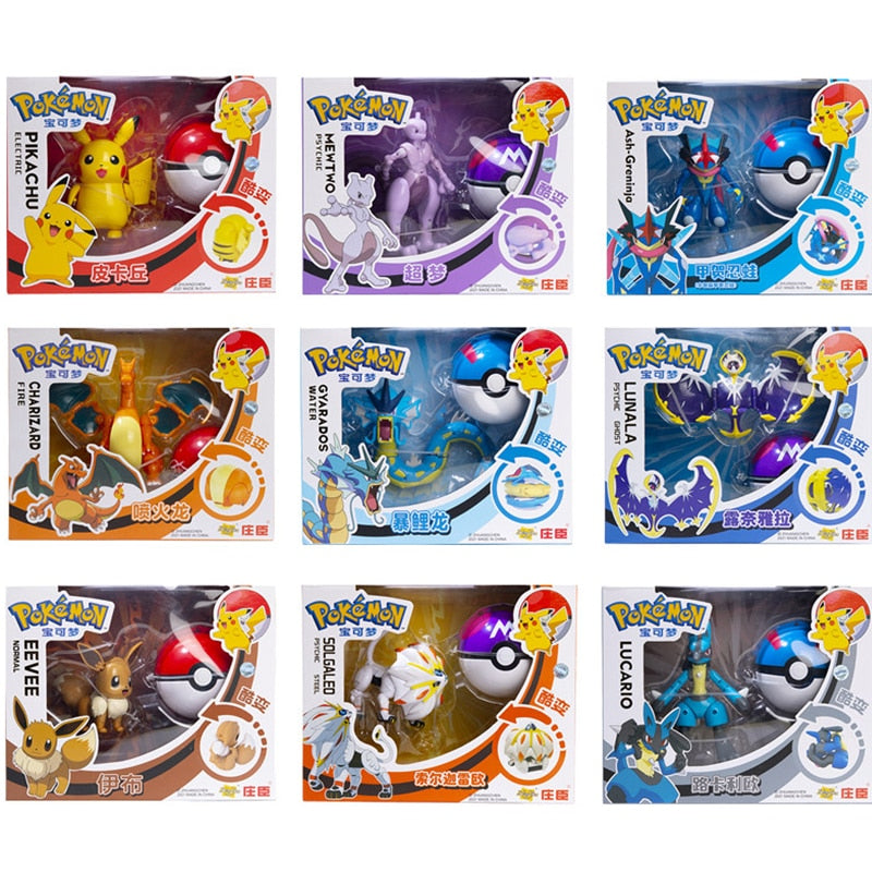 Pokemon Ball Figures Pokeball Genuine Original Box or Without Box Deformation Toy Pikachu Charizard Pocket Monster Model Gift Pokemon Action Figures DailyAlertDeals