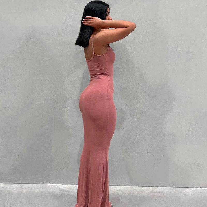 Summer Sexy Bodycon Satin Slip Sleeveless Backless Maxi Dress for Women Birthday Party Clubwear Outfits Maxi Dress for women DailyAlertDeals