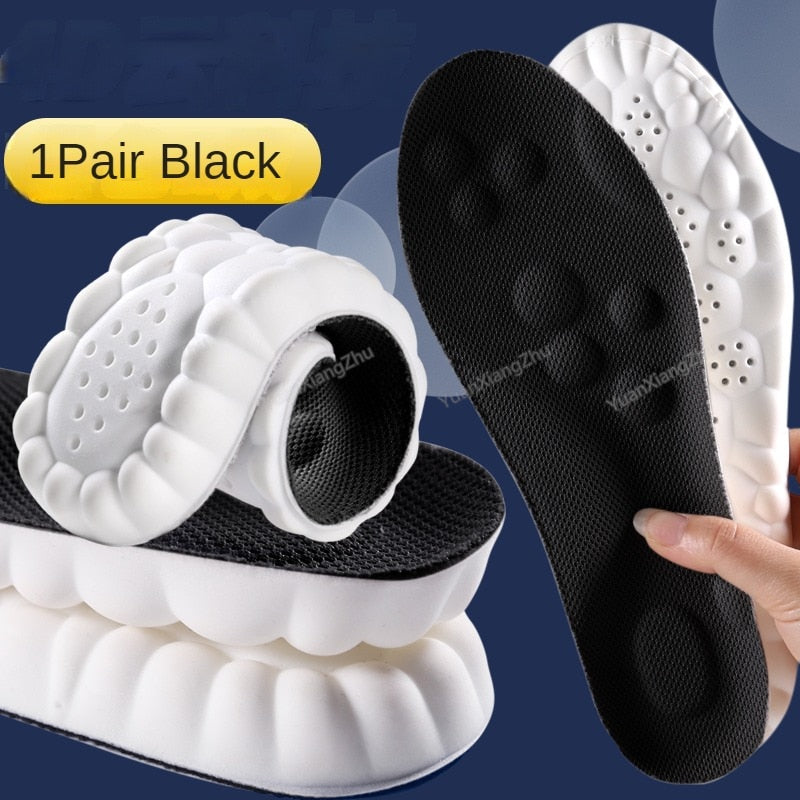 4D Sports Shoes Insoles Super Soft Running Insole for Feet Shock Absorption Baskets Shoe Sole Arch Support Orthopedic Inserts DailyAlertDeals China Black EU35-36
