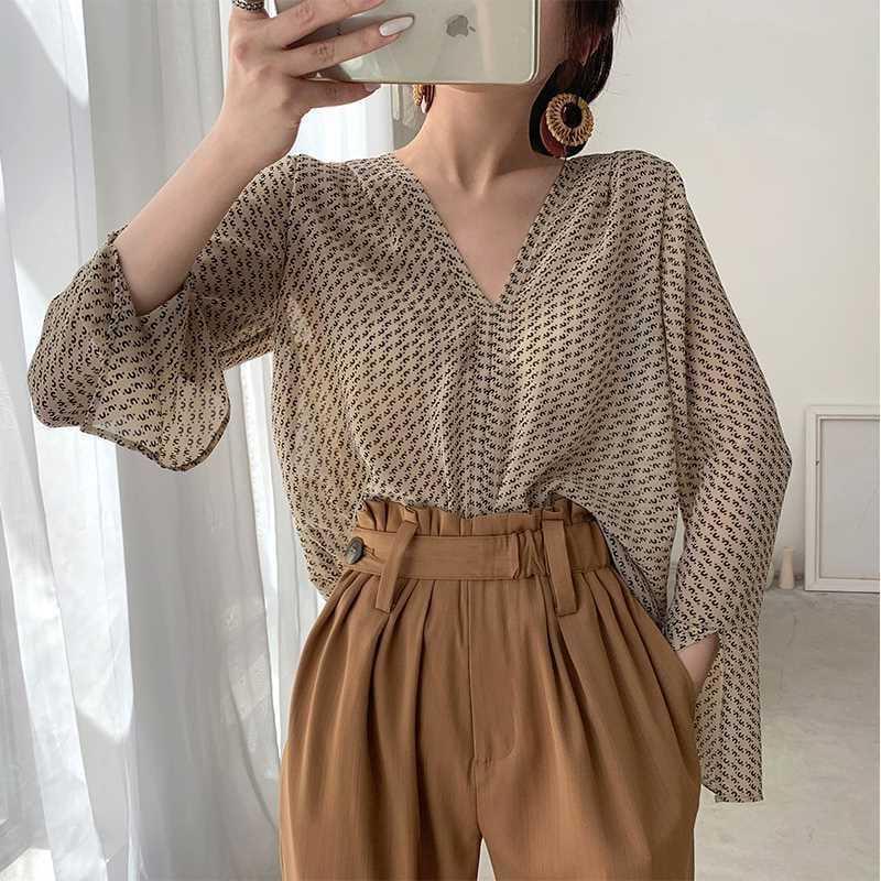 V-neck Loose Long Sleeve Casual Shirts Female Summer Elegant 2022 Fashion Trends Women Clothing Comfortable Thin Popularity Tops 0 DailyAlertDeals