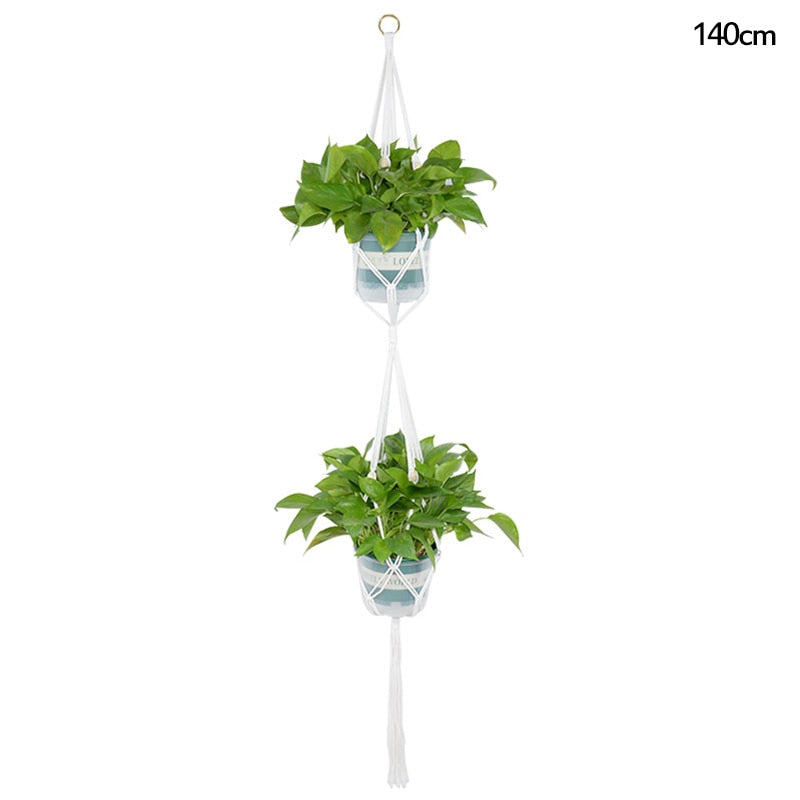 Macrame Handmade Plant Hanger Baskets Flower Pots Holder Balcony Hanging Decoration Knotted Lifting Rope Home Garden Supplies 0 DailyAlertDeals G