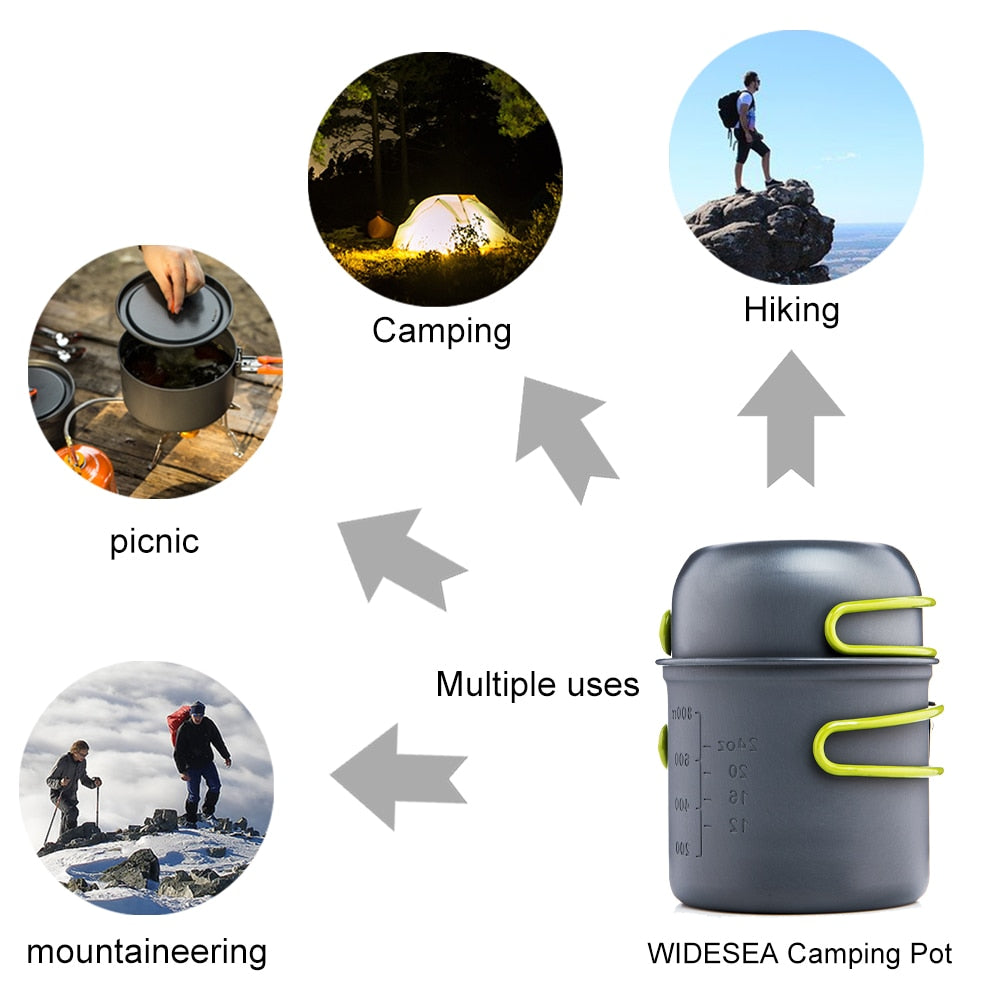 Widesea Ultralight Camping Cooking Utensils Outdoor Tableware Pot Set Hiking Picnic Travel Tourist Dishes Supplies Equipment Camping Cooking Utensils DailyAlertDeals