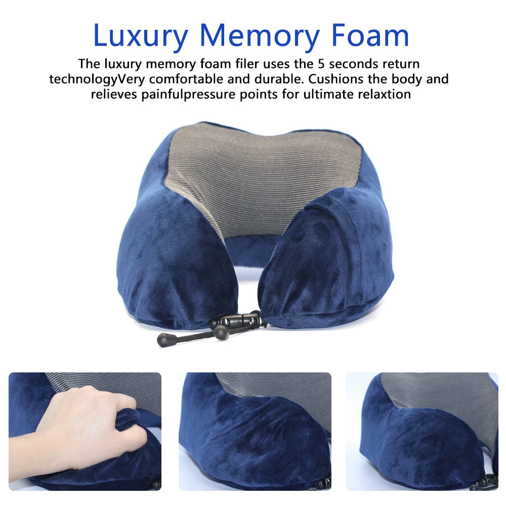 U Shaped Memory Foam Neck Pillows Soft Travel Pillow Massage Neck Pillow Sleeping Airplane Pillow Cervical Healthcare Bedding Pillows DailyAlertDeals