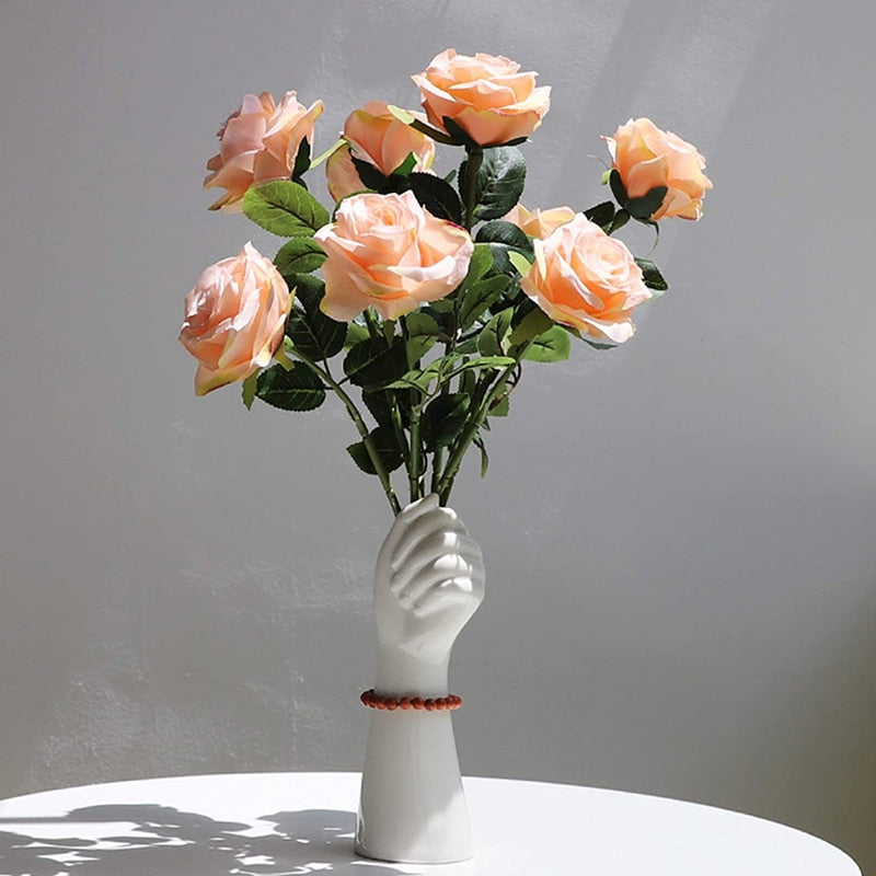 Nordic Style Ceramics Vase Modern Creative Hand Vase Flowers Arrangement Home Decor Office Desktop Living Room Ornament Gifts 0 DailyAlertDeals