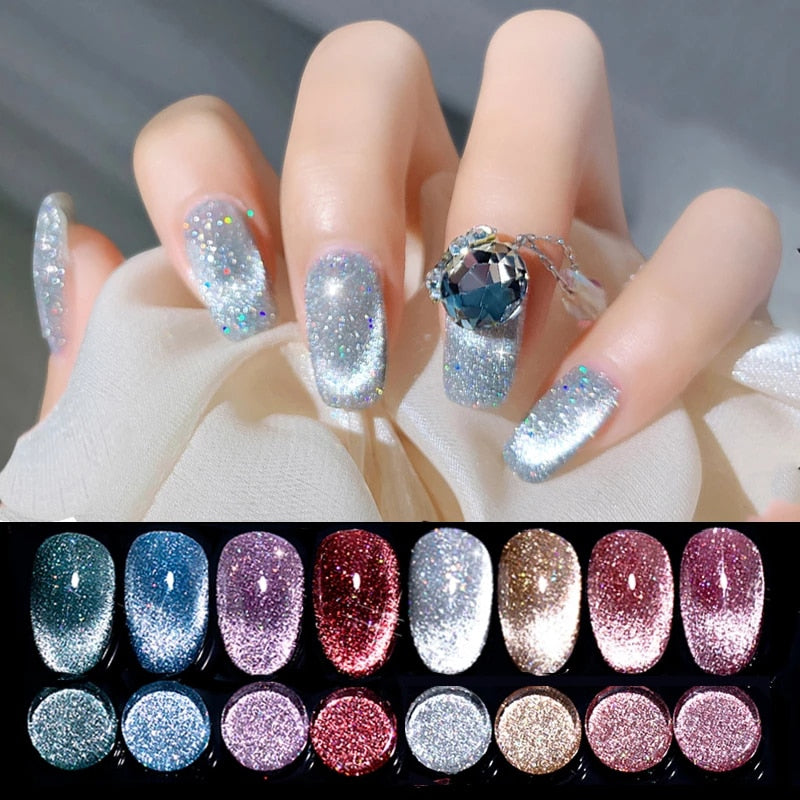 SKVP Gel Nail Polish Cat Eye Gel Semi Permanent Uv Varnish Gel Nail Art 8ML Glitter Effect Off Nail Polish Gel For Nails Design nail polish DailyAlertDeals