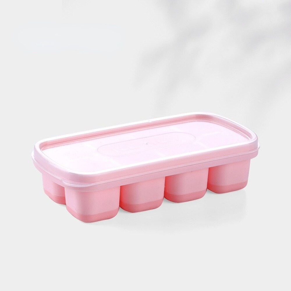 Silicone Ice Cube Mould With DIY Lid 8 Grid Soft Bottom Ice Cube Mold Square Fruit Ice Cube Maker Tray Kitchen Bar Tools 0 DailyAlertDeals pink