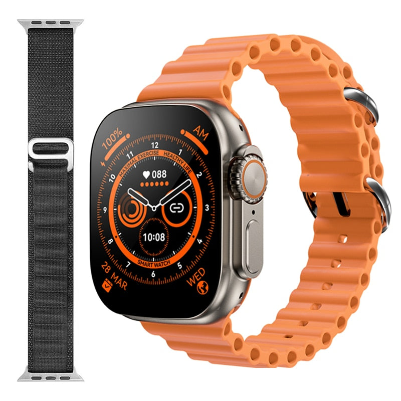 NEW Smart Watch Ultra Series 8 NFC 49MM Smartwatch Men Women Bluetooth Call Waterproof Wireless Charging HD Screen for Apple smart watch DailyAlertDeals GoldHY-BlackGS