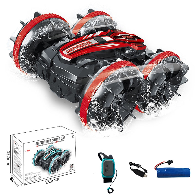 Newest High-tech Remote Control Car 2.4G Amphibious Stunt RC Car Double-sided Tumbling Driving Children Electric Toys for Boy Stunt RC Car Double-sided Tumbling Driving Children Electric Toys for Boy DailyAlertDeals Watch Red USA