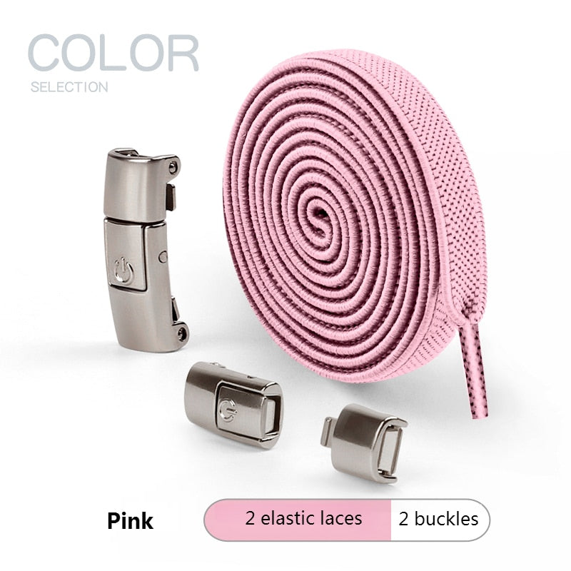 2022 No Tie Shoe laces Press Lock Shoelaces without ties Elastic Laces Sneaker Kids Adult 8MM Widened Flat Shoelace for Shoes 0 DailyAlertDeals Pink China