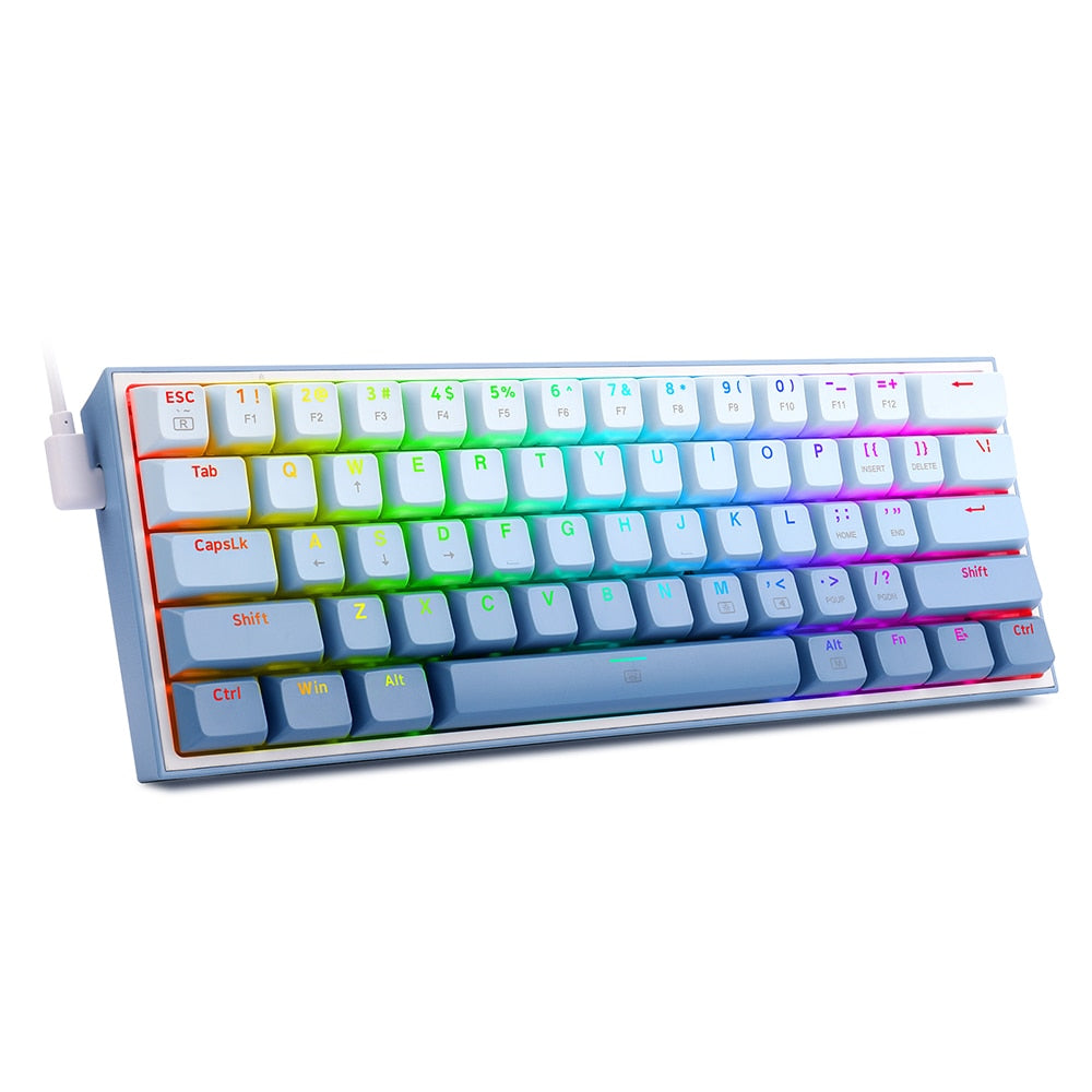 REDRAGON Fizz K617 RGB USB Mini Mechanical Gaming Wired Keyboard Red Switch 61 Key Gamer for Computer PC Laptop detachable cable Keyboard DailyAlertDeals China K617GWB-RGB Red Switch