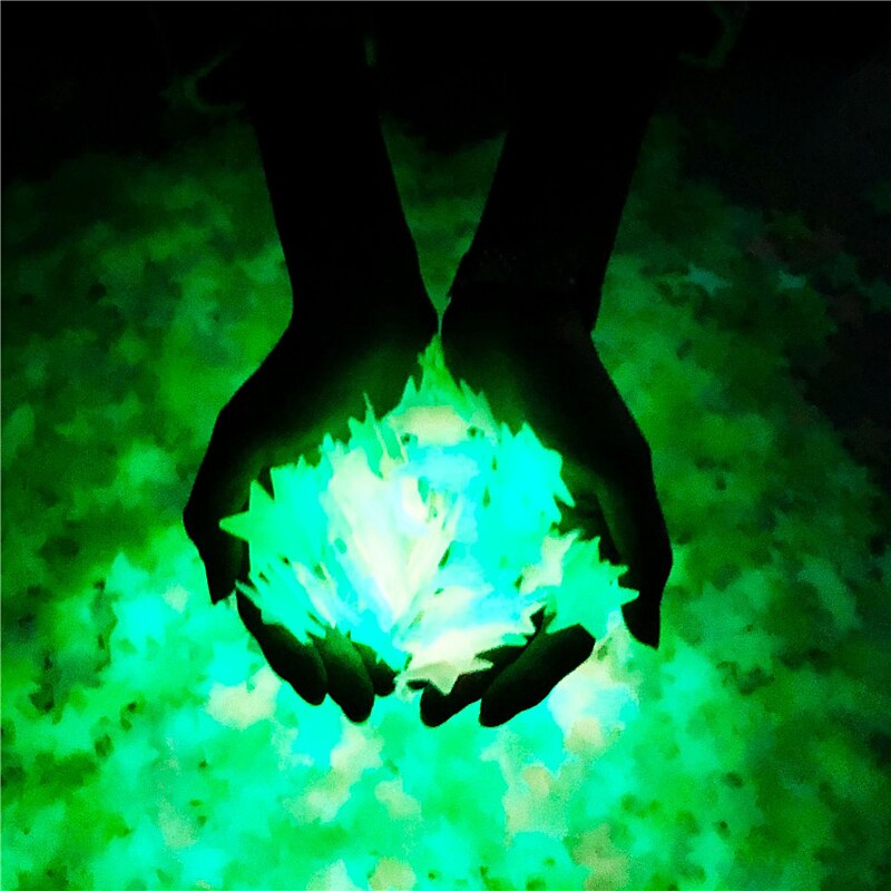 100Pcs 3D Star Wall Stickers Glow In The Dark Energy Storage Fluorescent Luminous Wall Art Decor Kids Living Room Decoration Decorative wall Stickers DailyAlertDeals