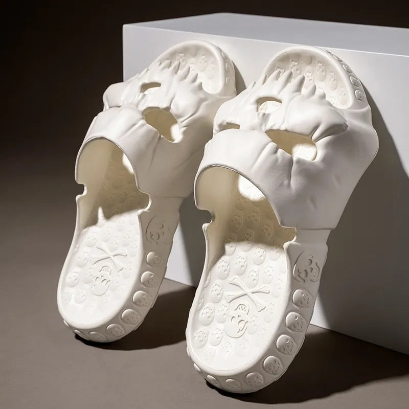 Skull Design Men Slippers 2023 Summer Outdoor Fun Novelty Slide Thick Sole Platform Beach Non-slip Women Sandal shoes DailyAlertDeals