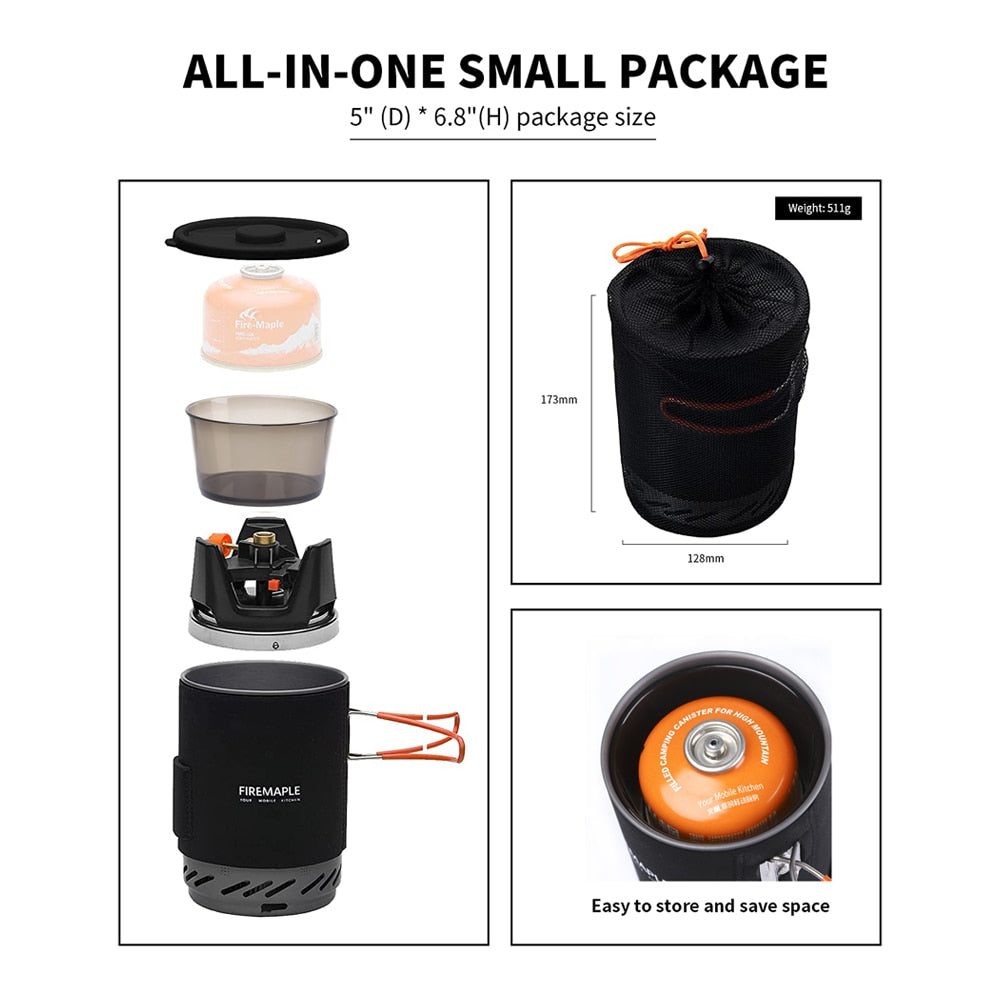 Fire Maple Star X1 Camping Stoves Outdoor Hiking Cooking System With Stove Heat Exchanger Pot Bowl Portable Gas Burners FMS-X1 Camping Stoves DailyAlertDeals
