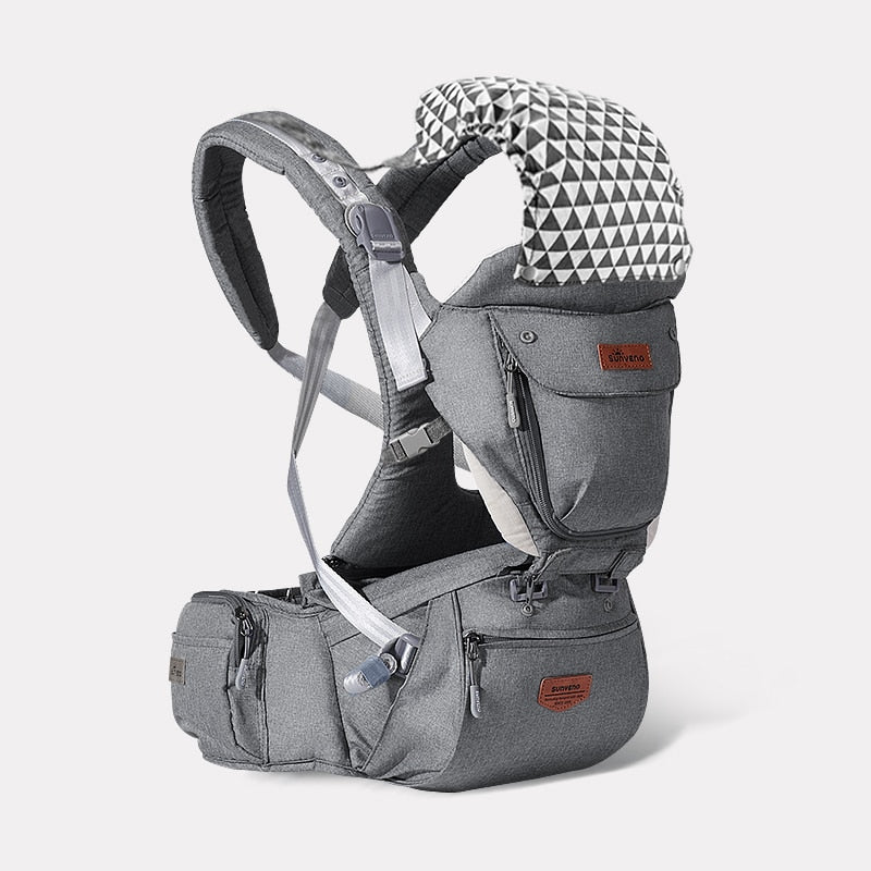 Sunveno Ergonomic Baby Carrier Baby Kangaroo Child Hip Seat Tool Baby Holder Sling Wrap Backpacks Baby Travel Activity Gear Baby Carrier DailyAlertDeals General gray