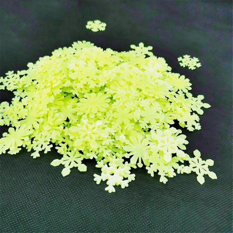 50Pcs Luminous Snowflake Wall Stickers Glow In The Dark Decal for Kids Baby Rooms Bedroom Christmas Home Decoration Navidad 2023 Wall sticker DailyAlertDeals Yellow
