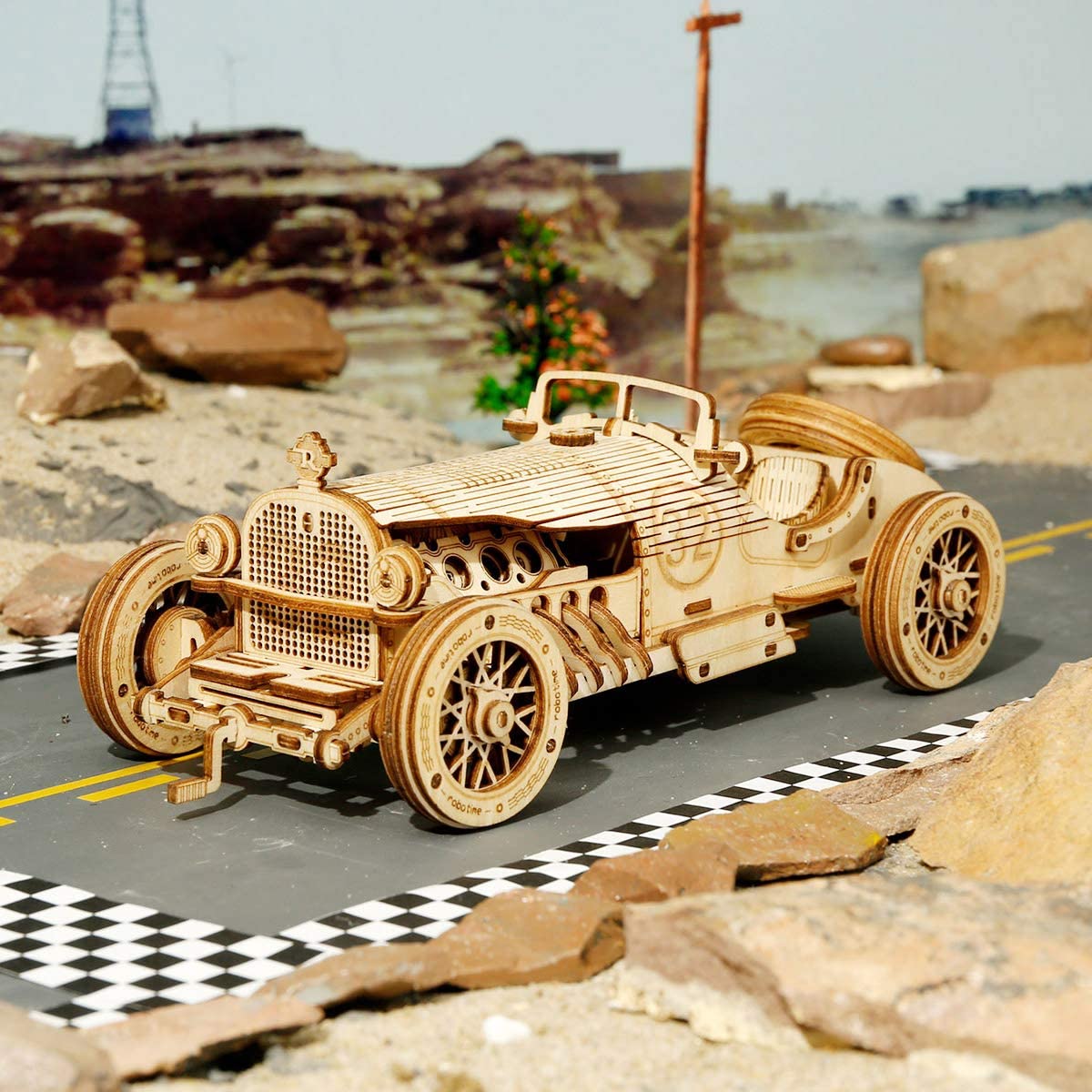 Robotime Rokr 3D Puzzle Movable Steam Train,Car,Jeep Assembly Toy Gift for Children Adult Wooden Model Building Block Kits 3D Puzzle Movable Steam Train DailyAlertDeals