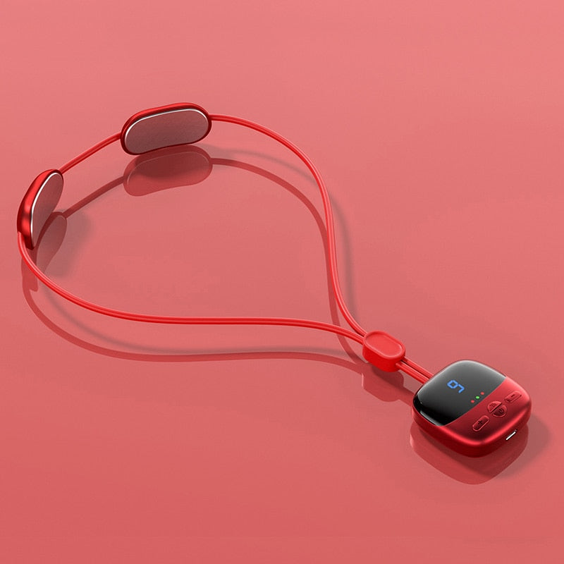 Smart Hanging Neck Protector Mijia Cervical Spine Massager Portable Mini Pulse Shoulder Cervical Massage Hot Compress Electric Massagers DailyAlertDeals Red