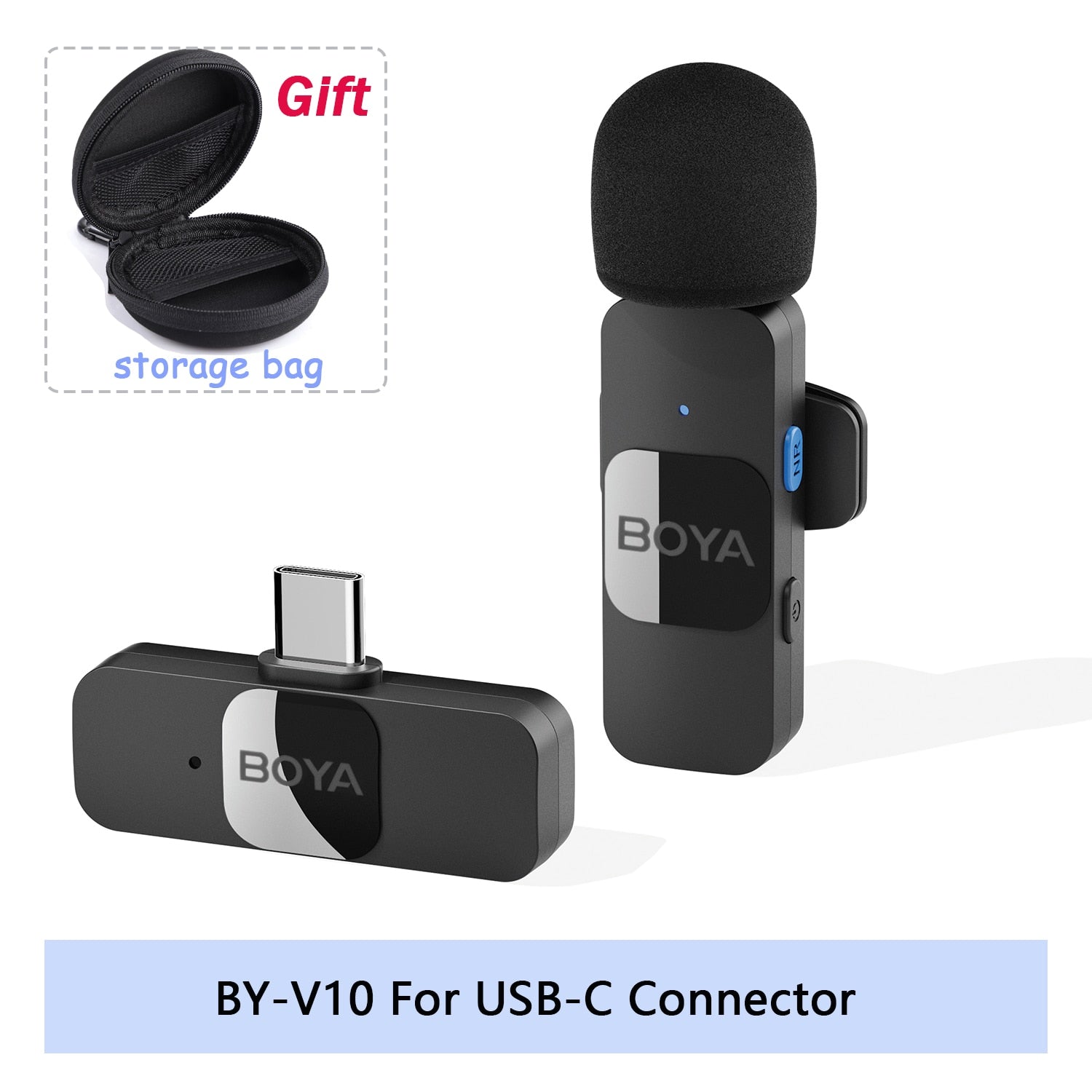 BOYA BY-V Professional Wireless Lavalier Mini Microphone for iPhone iPad Android Live Broadcast Gaming Recording Interview Vlog microphone for recording DailyAlertDeals BY-V10.---type-c-g