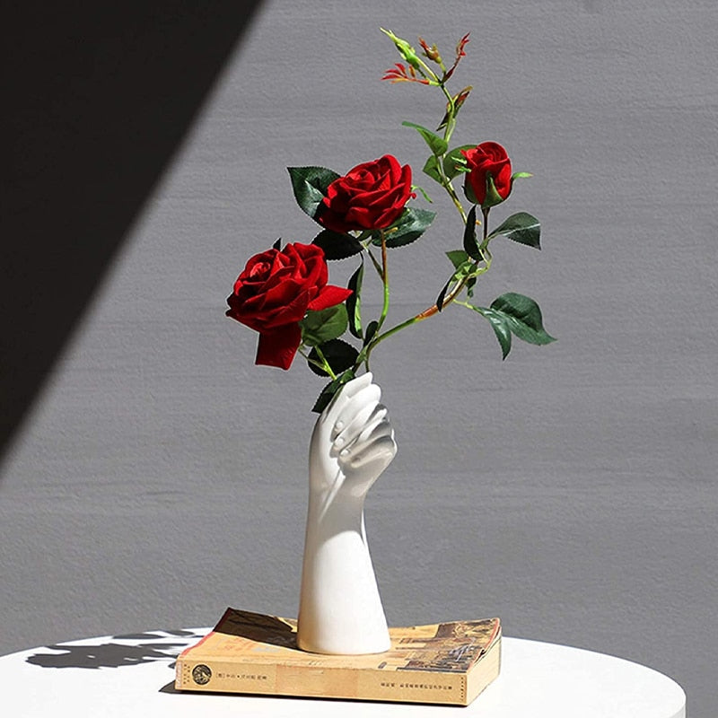 Nordic Style Ceramics Vase Modern Creative Hand Vase Flowers Arrangement Home Decor Office Desktop Living Room Ornament Gifts 0 DailyAlertDeals