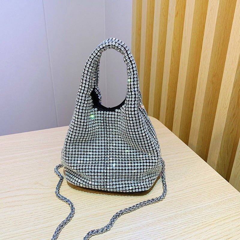 Popular AW Wang Rhinestone Handbag 2022 new trendy diamonds bag crossbodybbag shining party clutch luxury brand design 0 DailyAlertDeals Basket silver 17cm 10cm 7cm