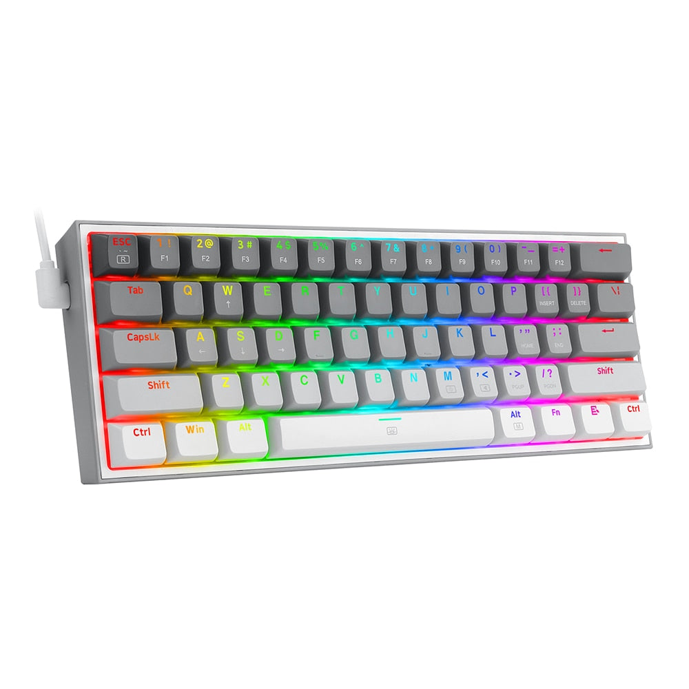REDRAGON Fizz K617 RGB USB Mini Mechanical Gaming Wired Keyboard Red Switch 61 Key Gamer for Computer PC Laptop detachable cable Keyboard DailyAlertDeals China K617GGW-RGB Red Switch