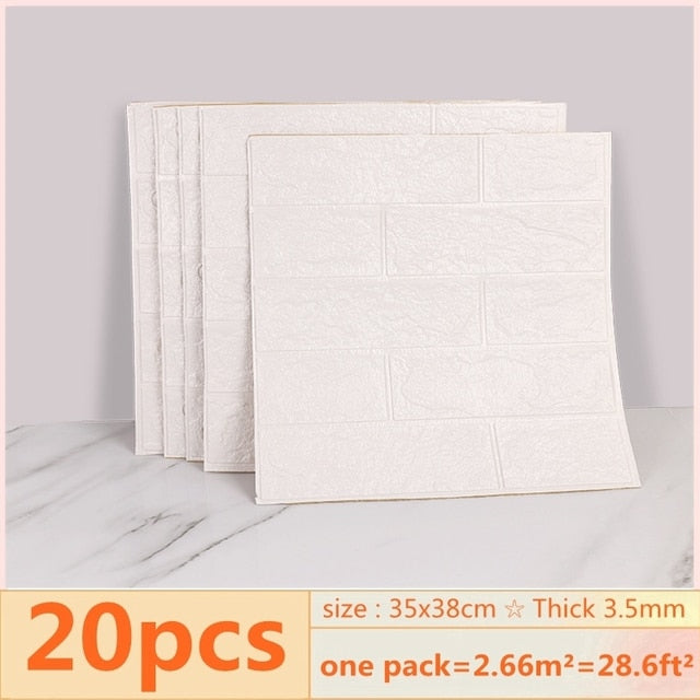 20pcs 3D Wall Decal Wallpaper Living Room Bedroom TV Backdrop Decor XPE Foam Waterproof Wall Sticker Self Adhesive Brick Sticker 0 DailyAlertDeals 1 China 35x38cmx20pcs