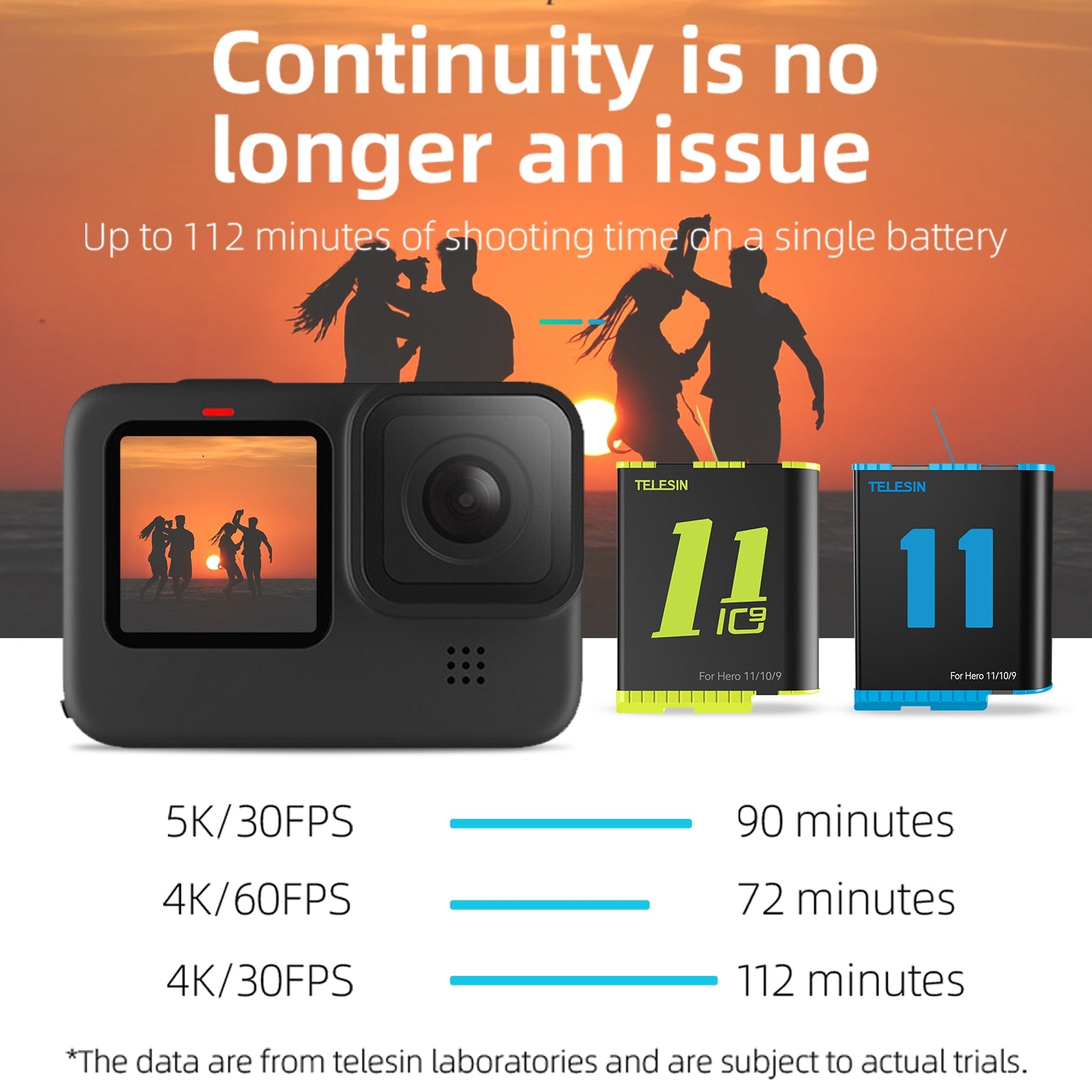 TELESIN Battery For GoPro Hero 10 11 1750 mAh Battery 3 Ways Fast Charger Box TF Card Storage For GoPro Hero 9 Accessories camera battery DailyAlertDeals